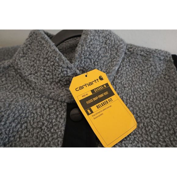 Carhartt OV4995 Women Sz M (8-10) Gray/Black Relaxed Fit Fleece Snap-Front Vest - Picture 3 of 13